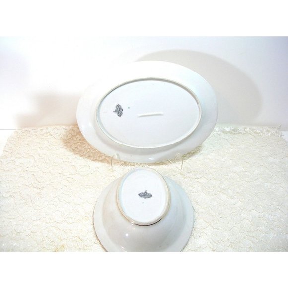 Charles Ahrenfeldt Limoges Oval Platter And Oval Bowl, Yellow Roses - Picture 5 of 6